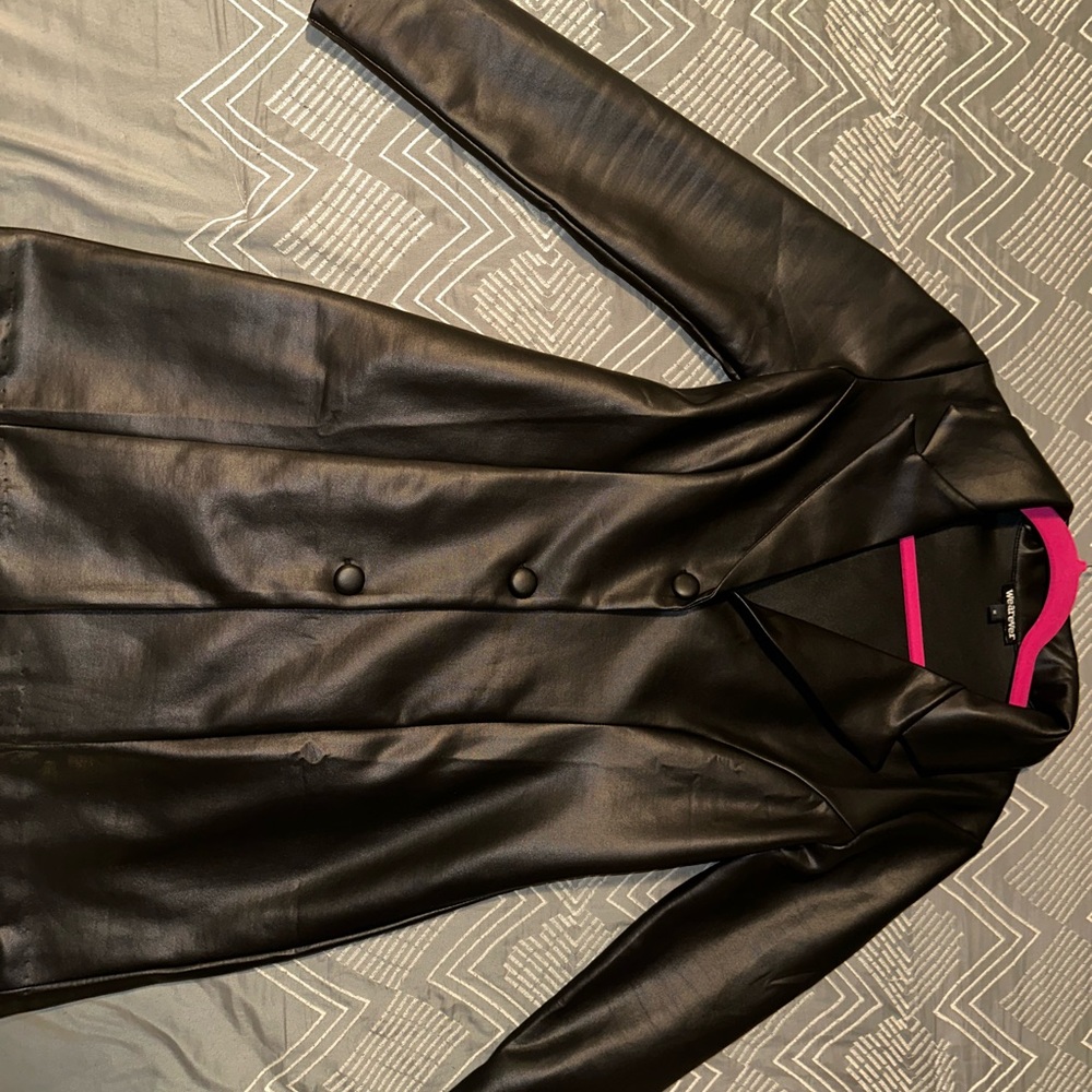 Black Blazer with Double Breasted Closure and Wide Lapels